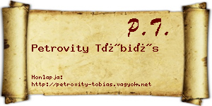 Petrovity Tóbiás névjegykártya